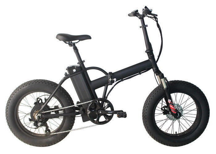 Folding Electric Assist Fat Bike Wheel Size 20 " Suspension Fork LED